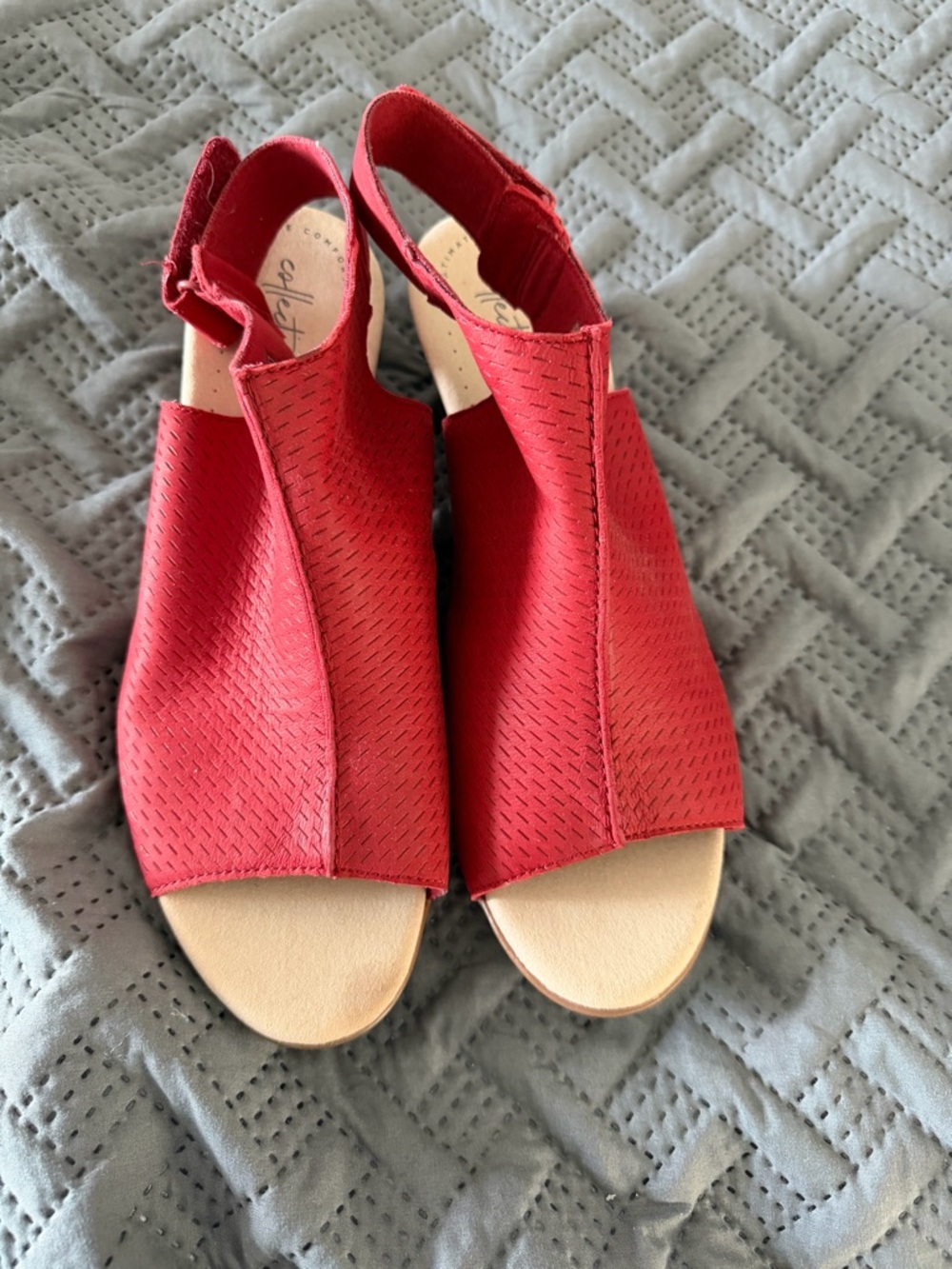 Clarks Red Open-Peep Slingback Sandals